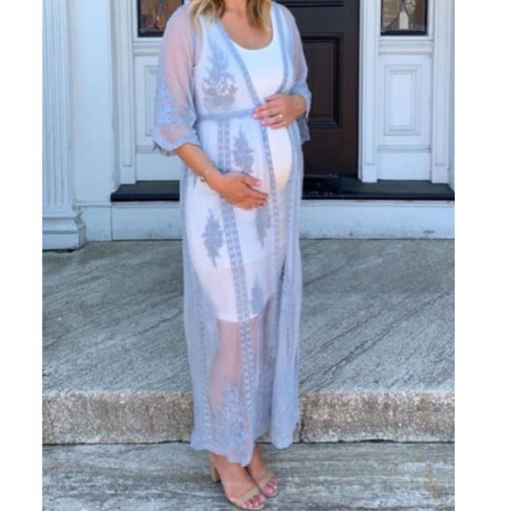 Never worn** Blue mesh maternity kimono.